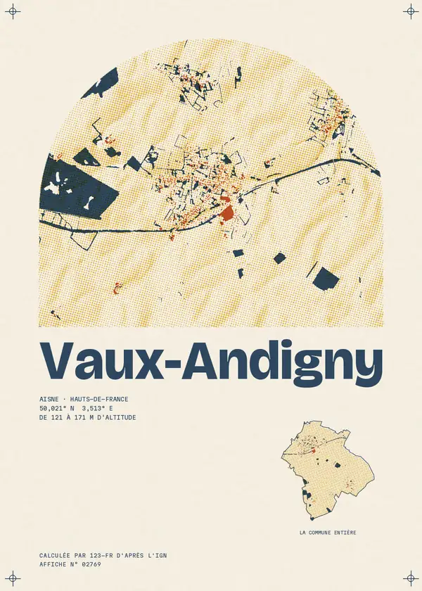 Affiche de Vaux-Andigny, calculée par 123-fr d'après l'IGN