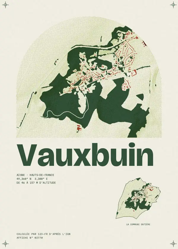 Affiche de Vauxbuin, calculée par 123-fr d'après l'IGN