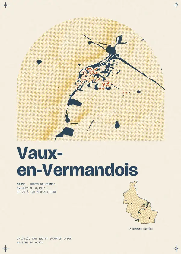 Affiche de Vaux-en-Vermandois, calculée par 123-fr d'après l'IGN