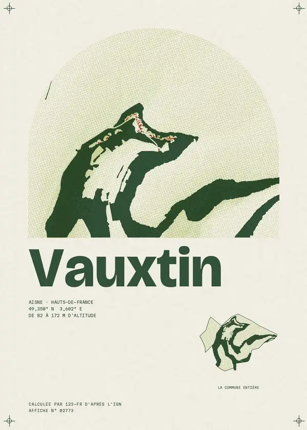 Affiche de Vauxtin, calculée par 123-fr d'après l'IGN