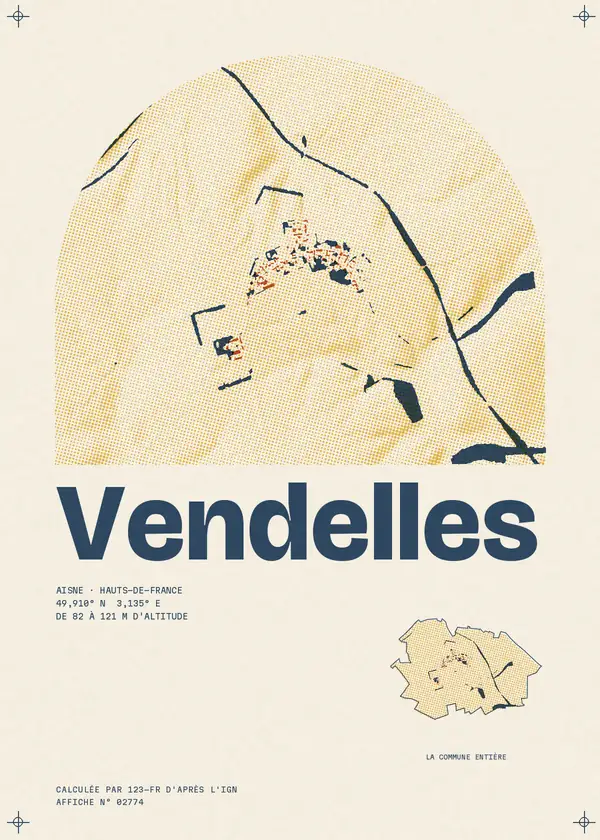 Affiche de Vendelles, calculée par 123-fr d'après l'IGN
