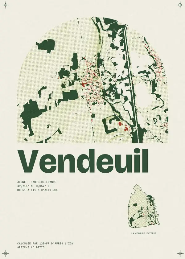 Affiche de Vendeuil, calculée par 123-fr d'après l'IGN