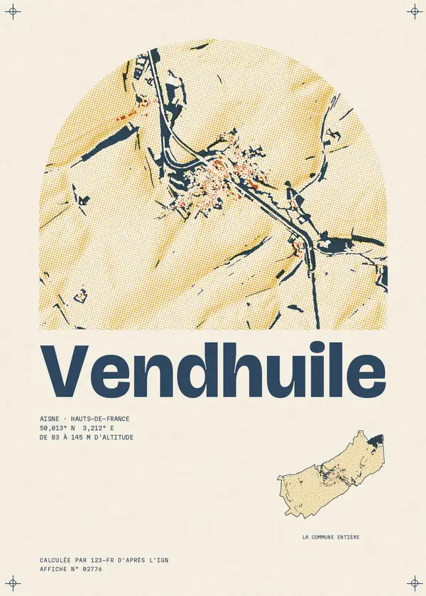 Affiche de Vendhuile, calculée par 123-fr d'après l'IGN