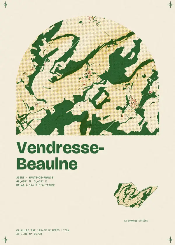 Affiche de Vendresse-Beaulne, calculée par 123-fr d'après l'IGN