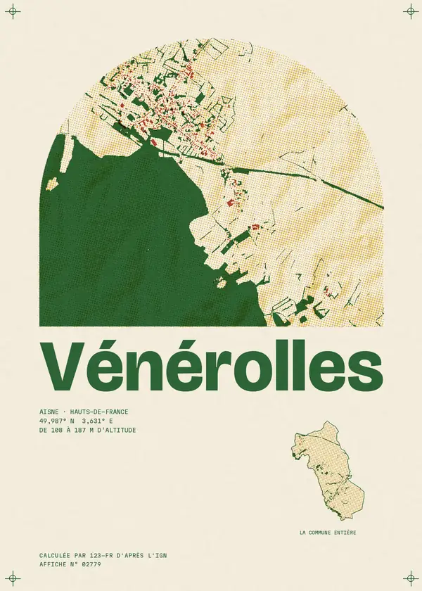 Affiche de Vénérolles, calculée par 123-fr d'après l'IGN