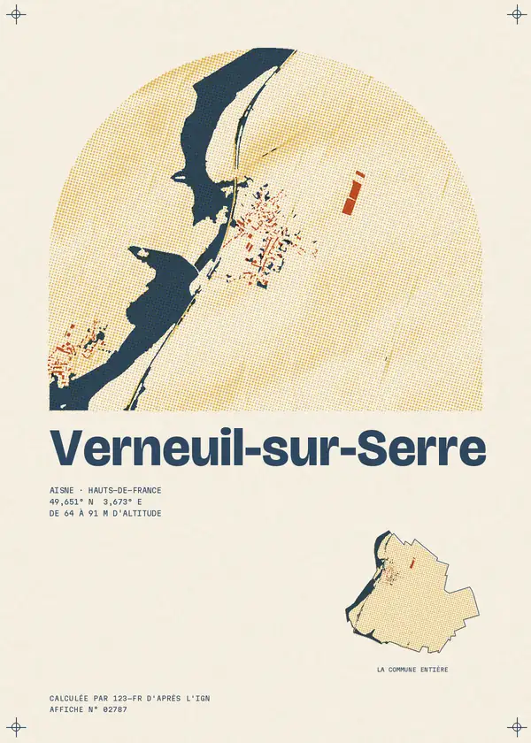 Affiche de Verneuil-sur-Serre, calculée par 123-fr d'après l'IGN