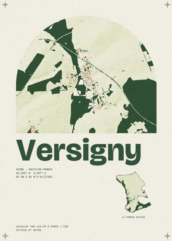 Affiche de Versigny, calculée par 123-fr d'après l'IGN