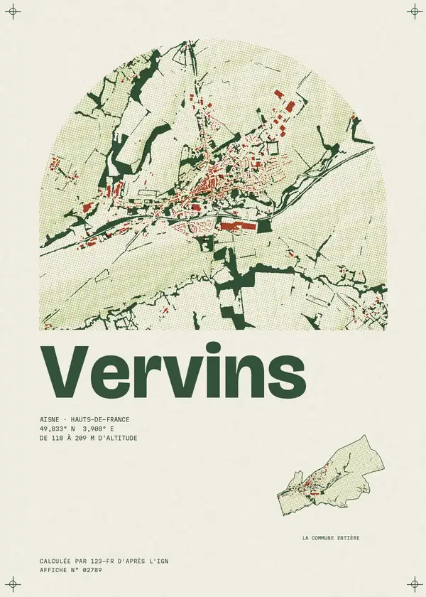 Affiche de Vervins, calculée par 123-fr d'après l'IGN