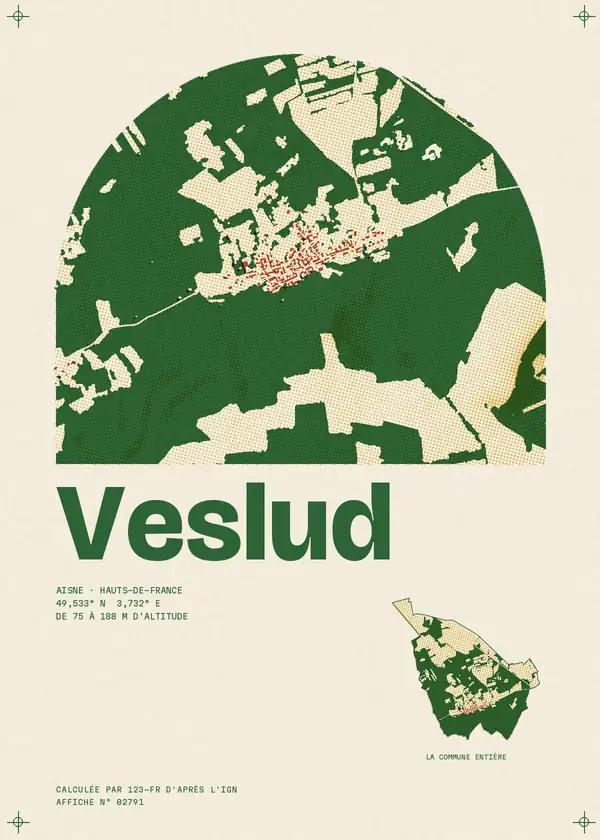 Affiche de Veslud, calculée par 123-fr d'après l'IGN