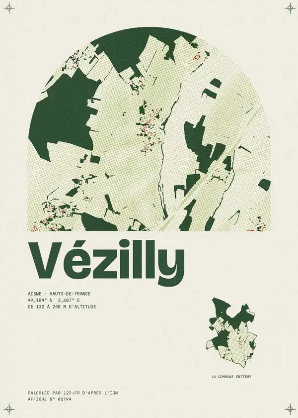 Affiche de Vézilly, calculée par 123-fr d'après l'IGN