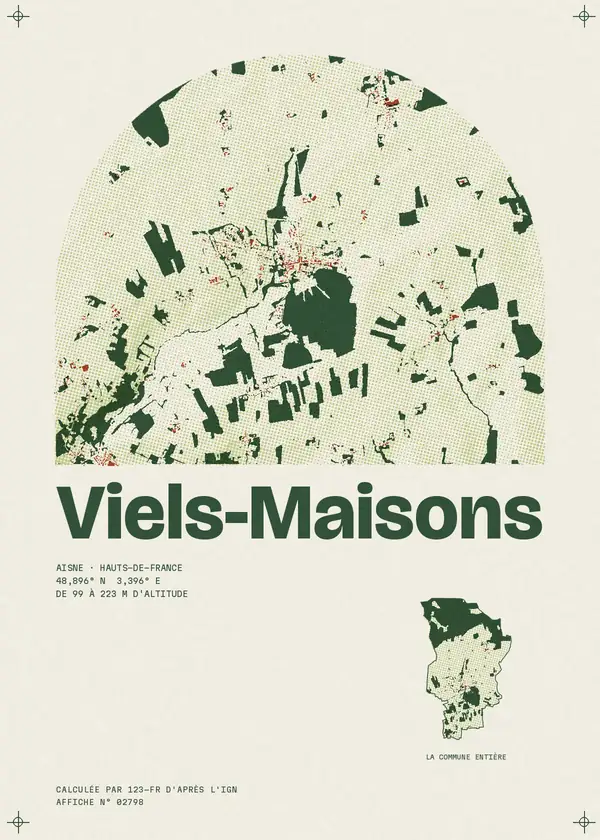 Affiche de Viels-Maisons, calculée par 123-fr d'après l'IGN