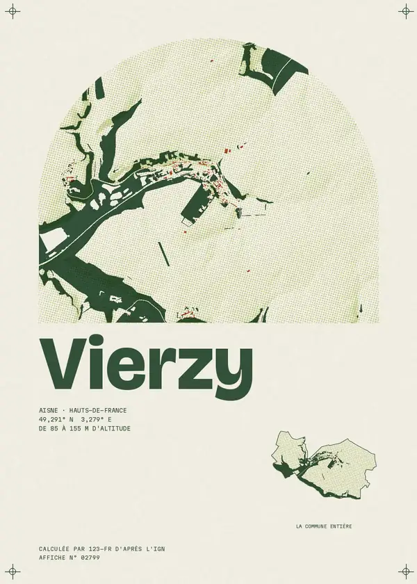 Affiche de Vierzy, calculée par 123-fr d'après l'IGN