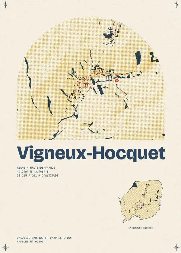 Affiche de Vigneux-Hocquet, calculée par 123-fr d'après l'IGN