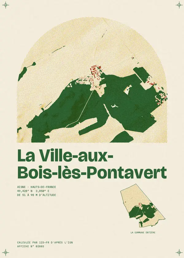 Affiche de La Ville-aux-Bois-lès-Pontavert, calculée par 123-fr d'après l'IGN