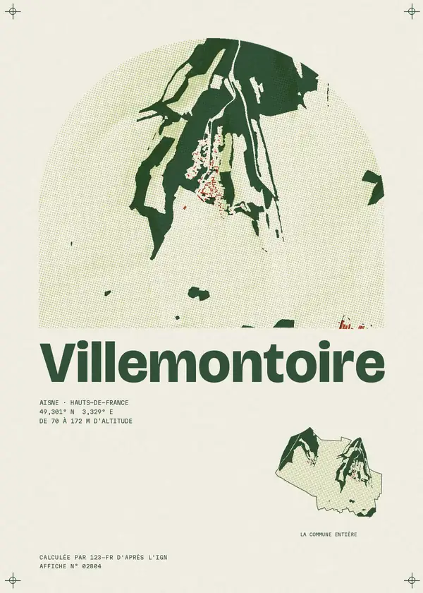 Affiche de Villemontoire, calculée par 123-fr d'après l'IGN