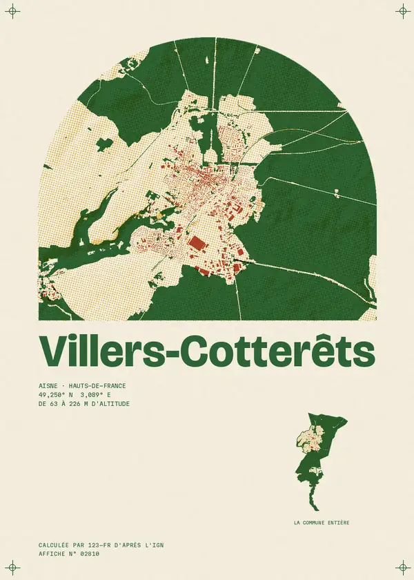Affiche de Villers-Cotterêts, calculée par 123-fr d'après l'IGN