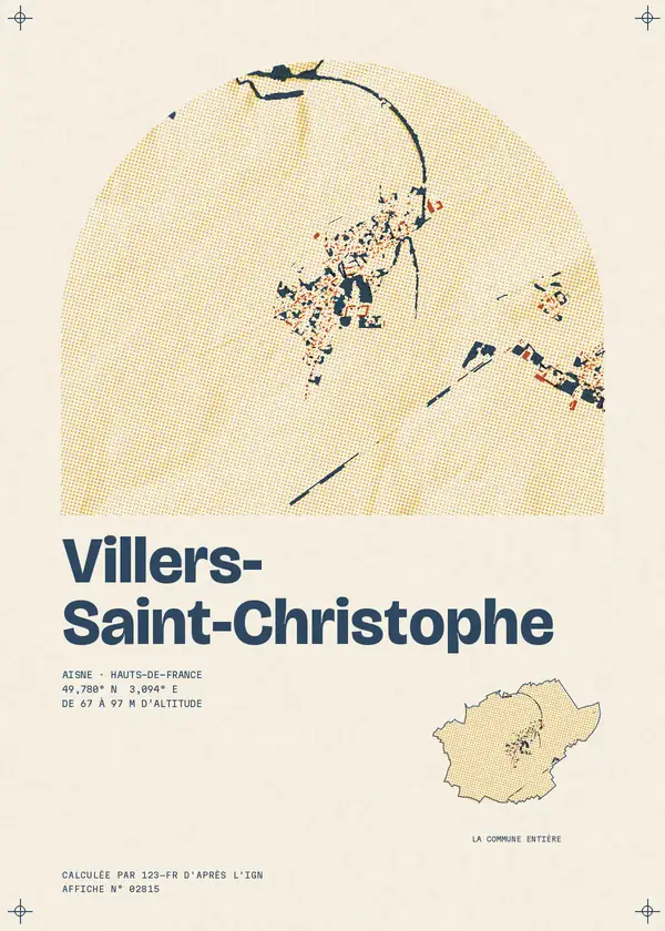 Affiche de Villers-Saint-Christophe, calculée par 123-fr d'après l'IGN
