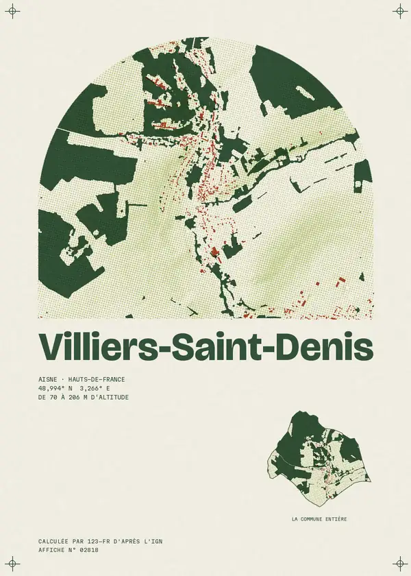 Affiche de Villiers-Saint-Denis, calculée par 123-fr d'après l'IGN