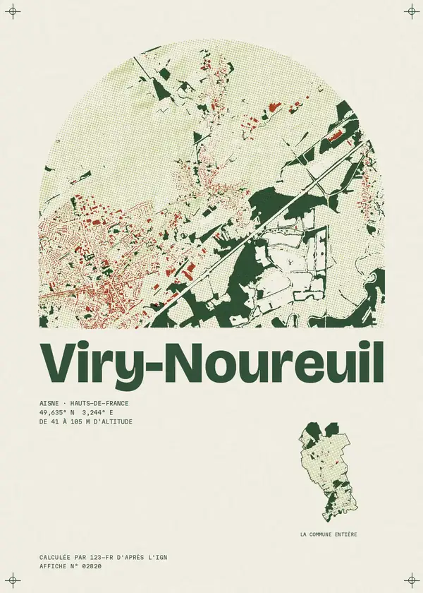 Affiche de Viry-Noureuil, calculée par 123-fr d'après l'IGN