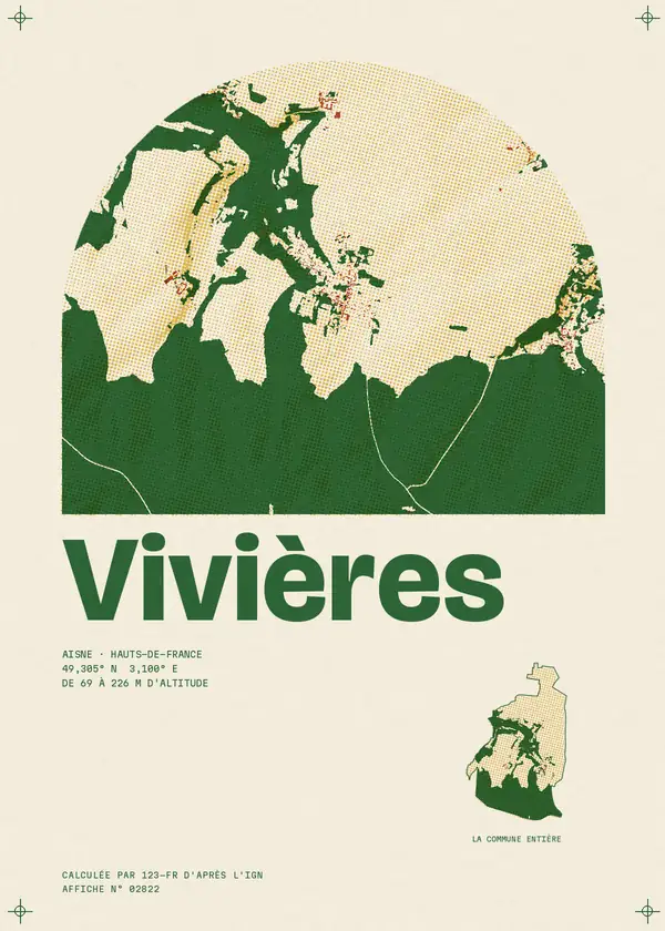 Affiche de Vivières, calculée par 123-fr d'après l'IGN
