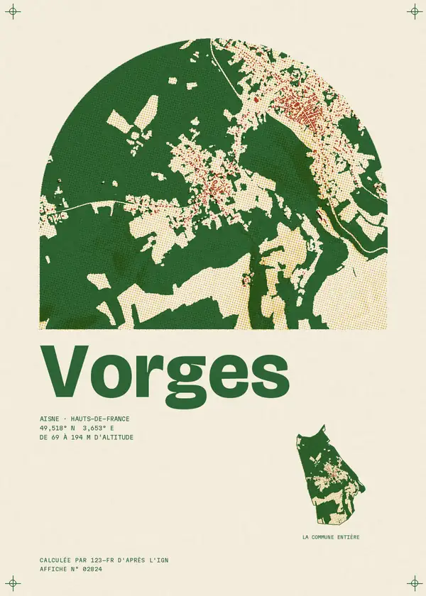 Affiche de Vorges, calculée par 123-fr d'après l'IGN