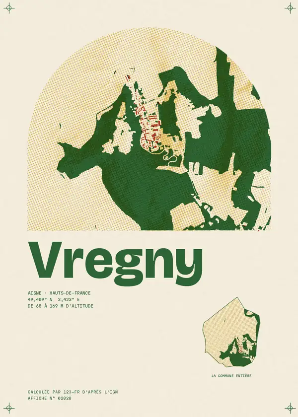 Affiche de Vregny, calculée par 123-fr d'après l'IGN