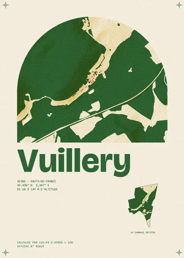 Affiche de Vuillery, calculée par 123-fr d'après l'IGN