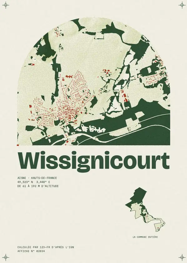 Affiche de Wissignicourt, calculée par 123-fr d'après l'IGN