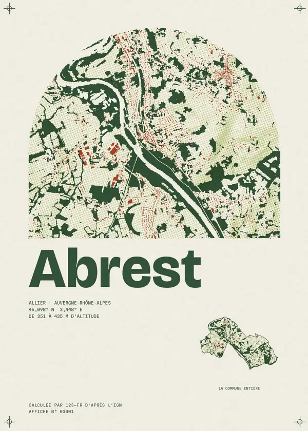 Affiche de Abrest, calculée par 123-fr d'après l'IGN