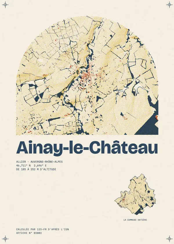 Affiche de Ainay-le-Château, calculée par 123-fr d'après l'IGN