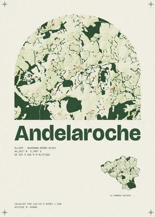 Affiche de Andelaroche, calculée par 123-fr d'après l'IGN