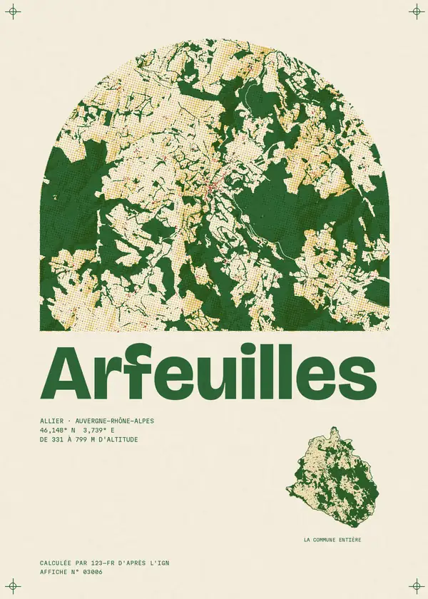 Affiche de Arfeuilles, calculée par 123-fr d'après l'IGN