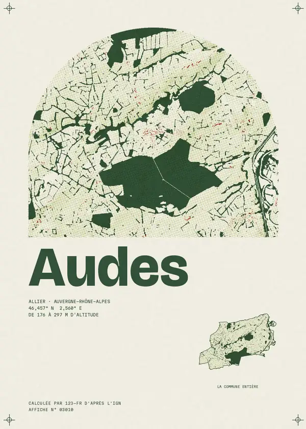 Affiche de Audes, calculée par 123-fr d'après l'IGN