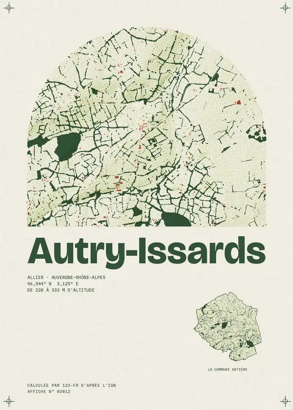 Affiche de Autry-Issards, calculée par 123-fr d'après l'IGN