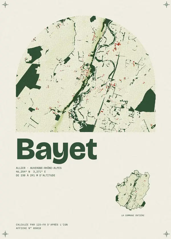 Affiche de Bayet, calculée par 123-fr d'après l'IGN