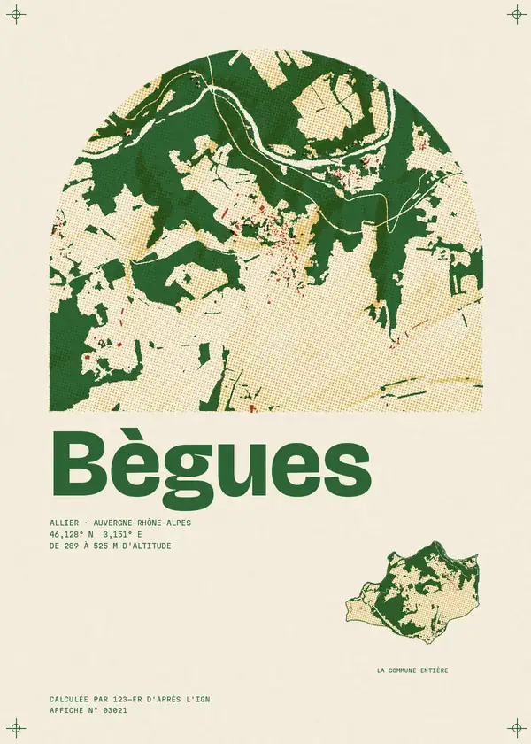 Affiche de Bègues, calculée par 123-fr d'après l'IGN