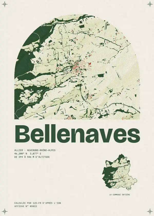 Affiche de Bellenaves, calculée par 123-fr d'après l'IGN