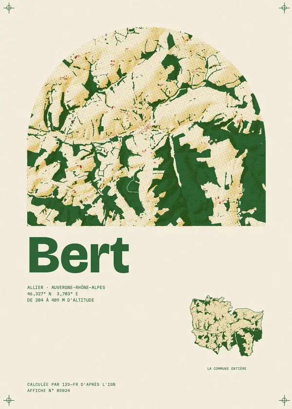 Affiche de Bert, calculée par 123-fr d'après l'IGN