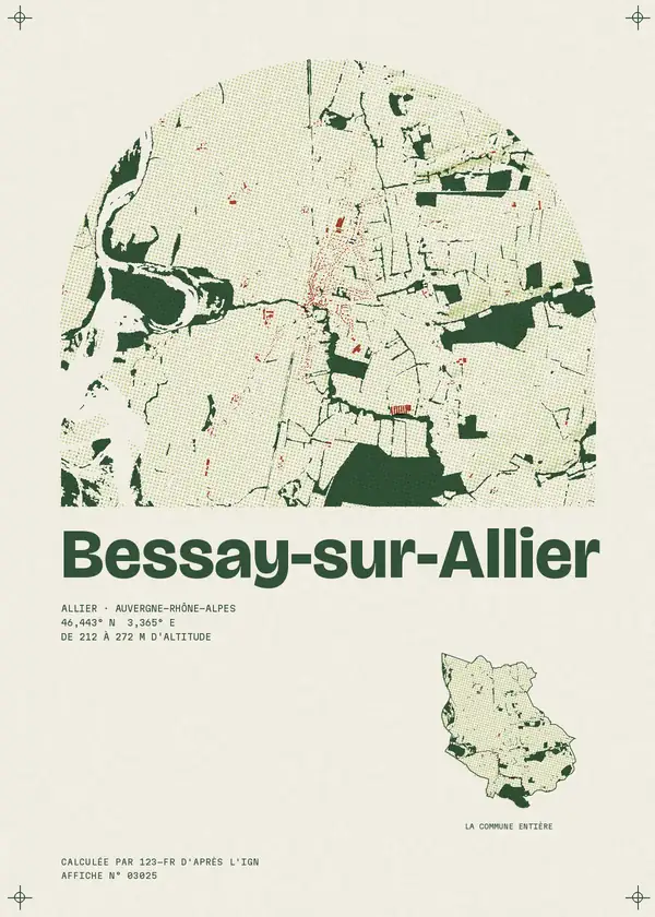 Affiche de Bessay-sur-Allier, calculée par 123-fr d'après l'IGN