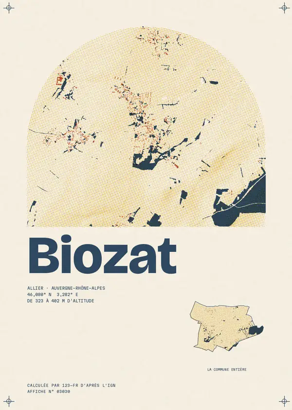 Affiche de Biozat, calculée par 123-fr d'après l'IGN