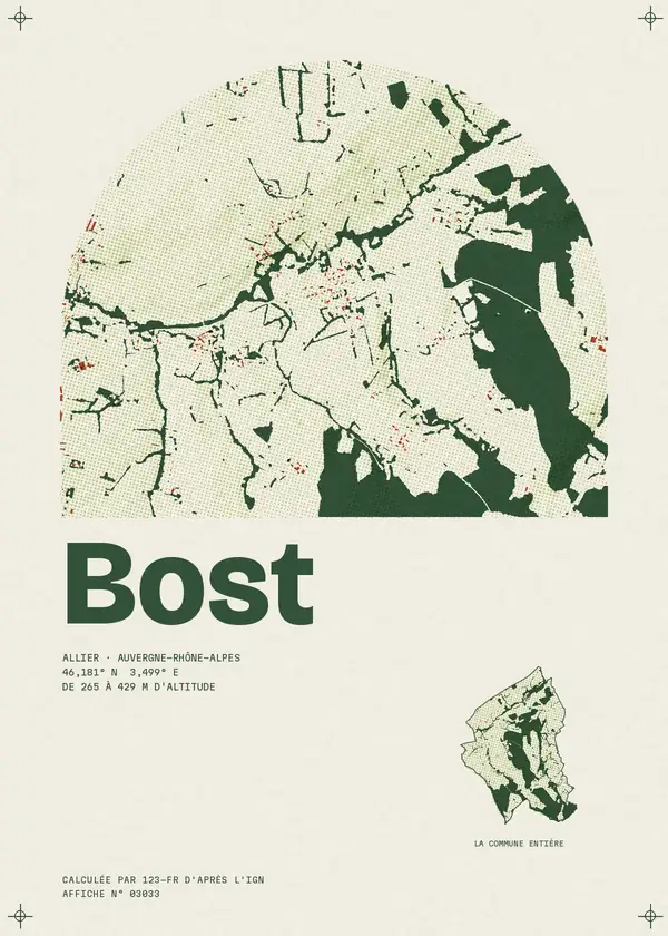 Affiche de Bost, calculée par 123-fr d'après l'IGN