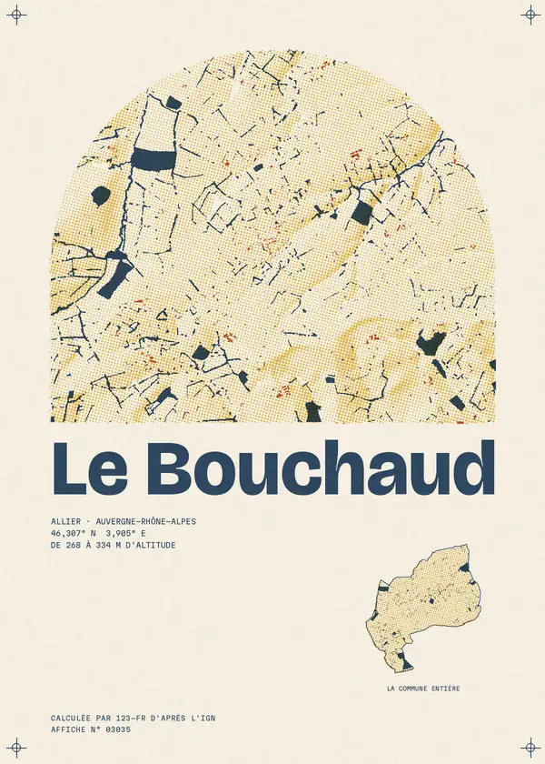 Affiche de Le Bouchaud, calculée par 123-fr d'après l'IGN