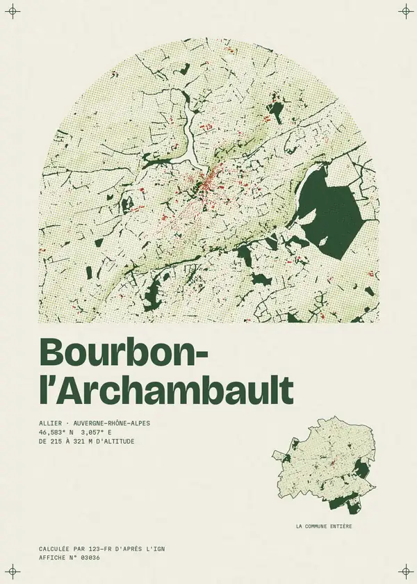 Affiche de Bourbon-l'Archambault, calculée par 123-fr d'après l'IGN