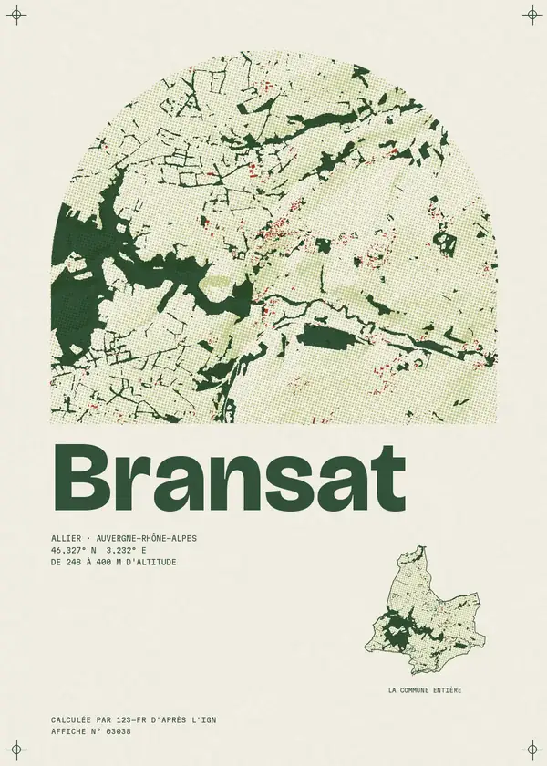 Affiche de Bransat, calculée par 123-fr d'après l'IGN