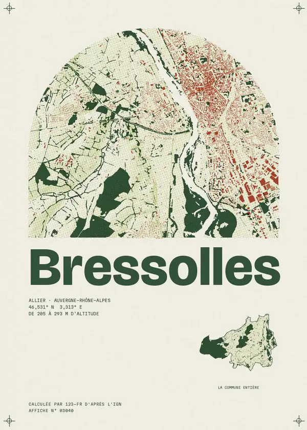 Affiche de Bressolles, calculée par 123-fr d'après l'IGN