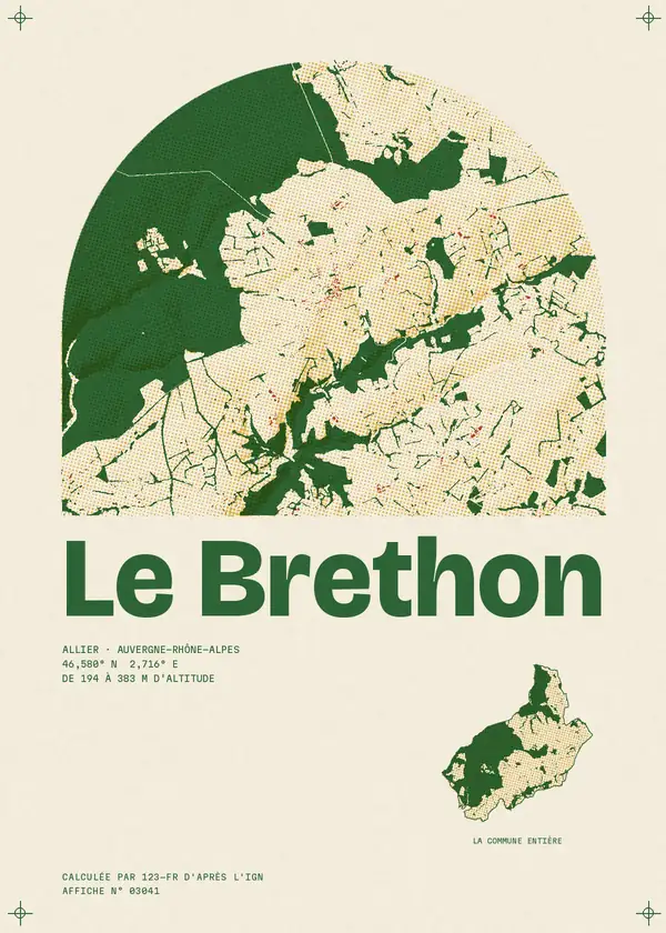 Affiche de Le Brethon, calculée par 123-fr d'après l'IGN
