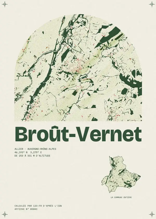Affiche de Broût-Vernet, calculée par 123-fr d'après l'IGN