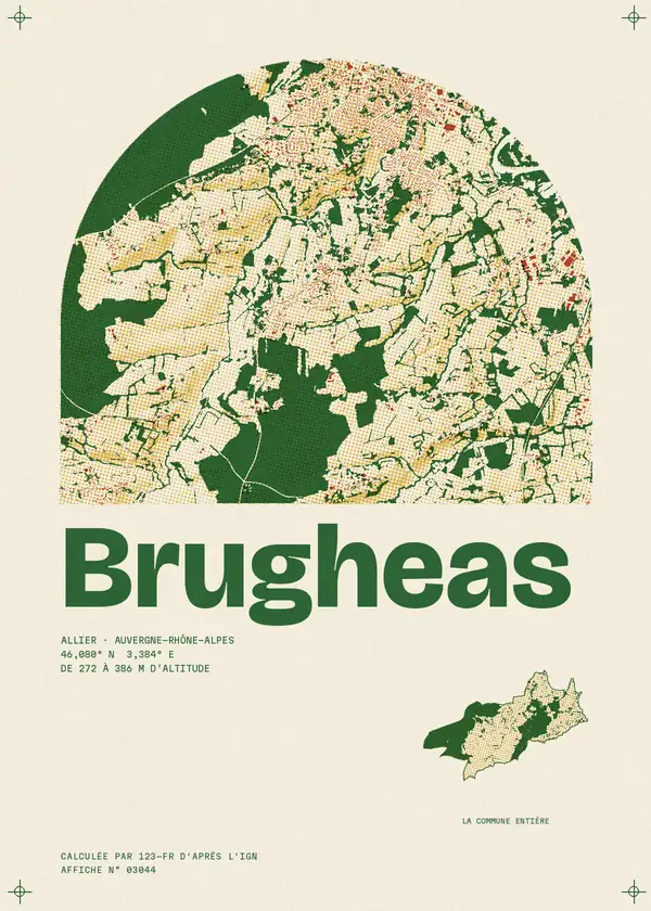 Affiche de Brugheas, calculée par 123-fr d'après l'IGN