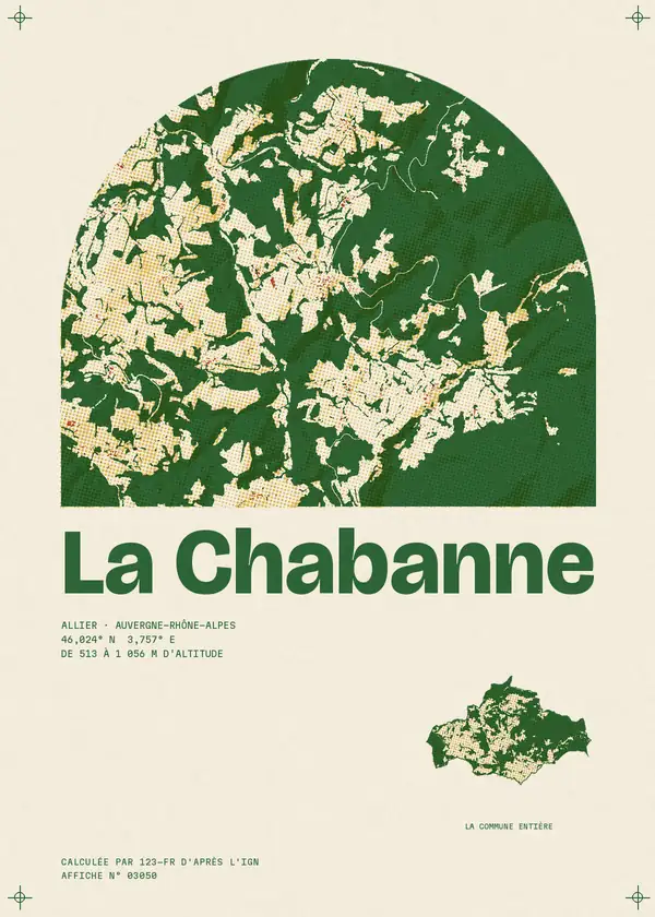 Affiche de La Chabanne, calculée par 123-fr d'après l'IGN