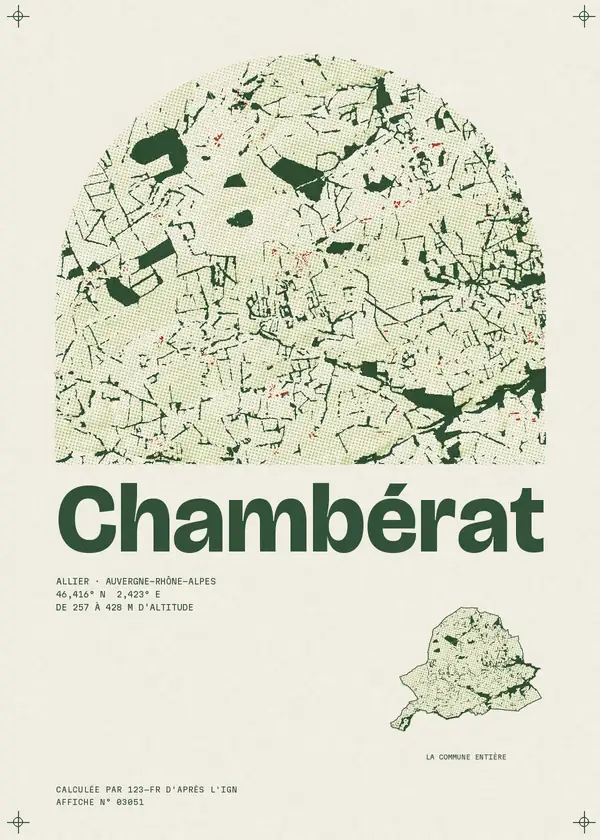Affiche de Chambérat, calculée par 123-fr d'après l'IGN